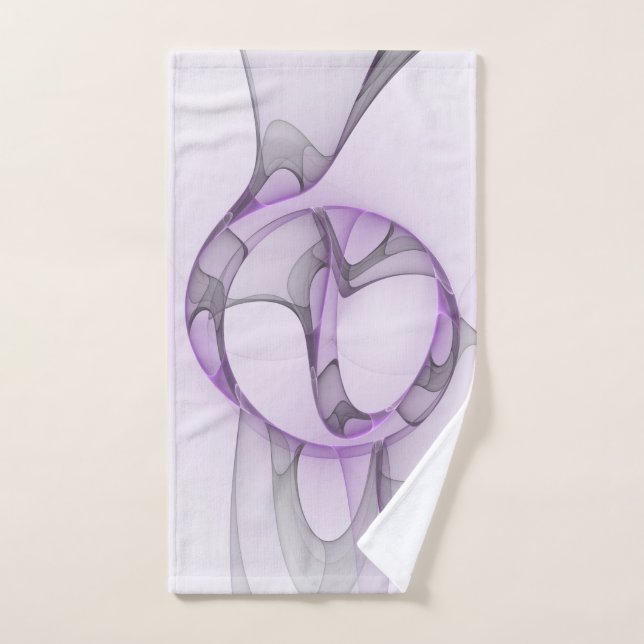 Modern Abstract Fractal Art Lavender Gray Hand Towel (Hand Towel)