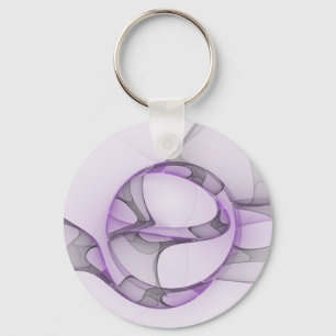 Modern Abstract Fractal Art Lavender Gray Keychain