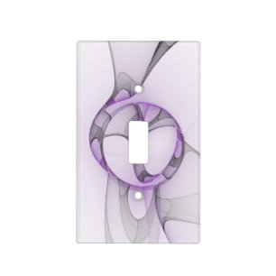 Modern Abstract Fractal Art Lavender Gray Light Switch Cover