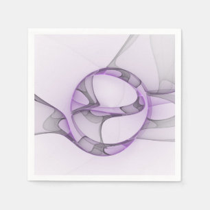 Modern Abstract Fractal Art Lavender Gray Napkins