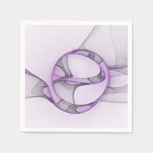 Modern Abstract Fractal Art Lavender Gray Napkins (Front)