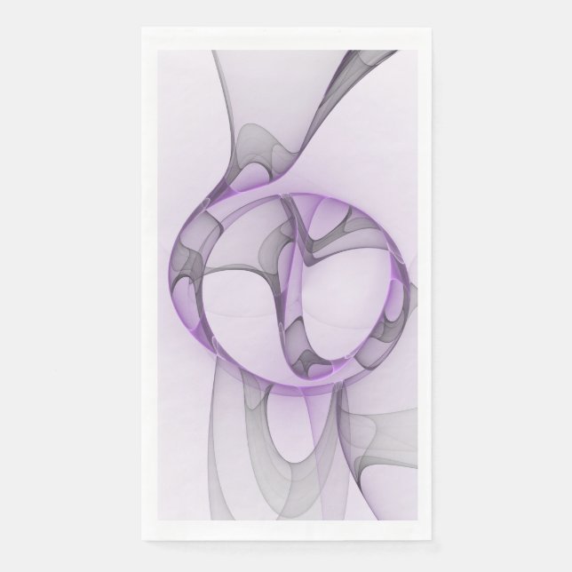 Modern Abstract Fractal Art Lavender Gray Paper Guest Towels (Front)