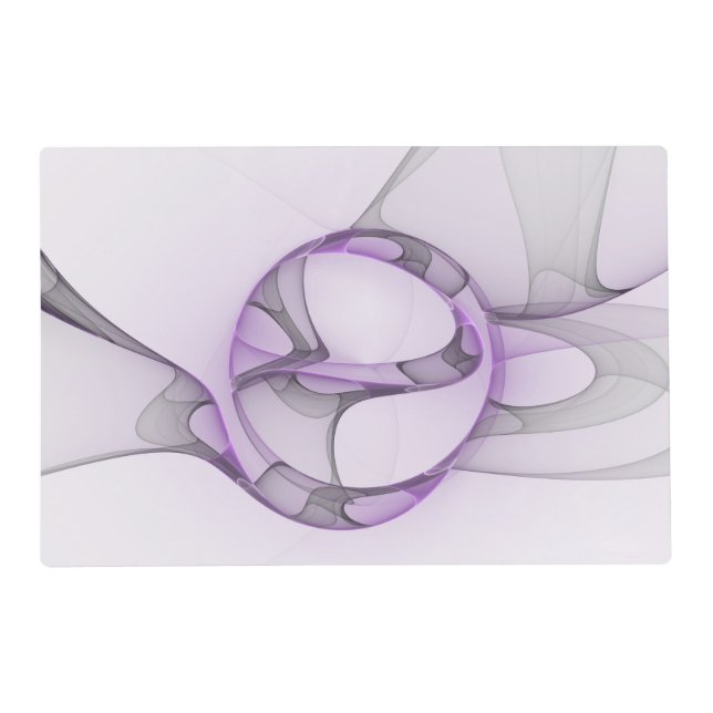 Modern Abstract Fractal Art Lavender Gray Placemat (Front)