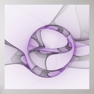 Modern Abstract Fractal Art Lavender Gray Poster