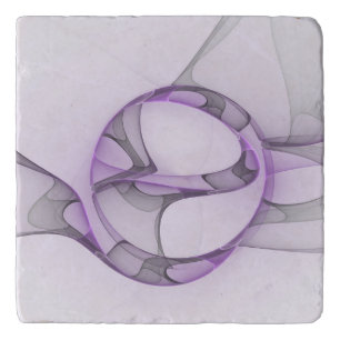 Modern Abstract Fractal Art Lavender Gray Trivet