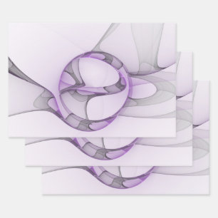 Modern Abstract Fractal Art Lavender Gray Wrapping Paper Sheets