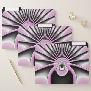 Modern Abstract Fractal Art Pink Gray Black Figure File Folder