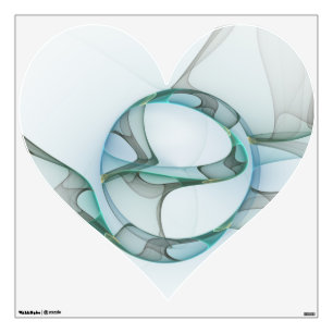 Modern Abstract Fractal Blue Turquoise Gray Heart Wall Decal