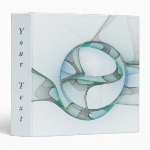 Modern Abstract Fractal Blue Turquoise Gray Text 3 Ring Binder