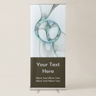 Modern Abstract Fractal Blue Turquoise Gray Text Retractable Banner