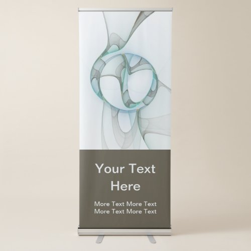 Modern Abstract Fractal Blue Turquoise Gray Text Retractable Banner