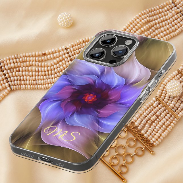 Modern Abstract Fractal Colourful Flower Monogram  Case-Mate iPhone Case (Creator Uploaded)