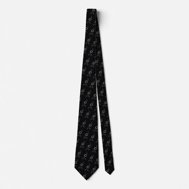 Modern Abstract Fractal Pattern Black Background Neck Tie (Front)
