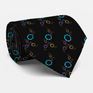 Modern Abstract Fractal Pattern Black Background Neck Tie