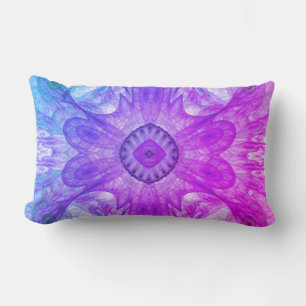 Modern Abstract Fractal Pink and Blue Design Lumbar Pillow