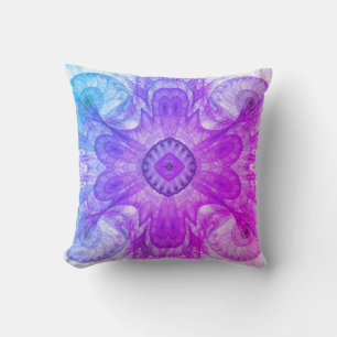 Modern Abstract Fractal Pink and Blue Design Throw Pillow