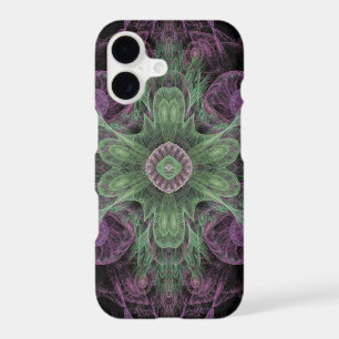 Modern Abstract Fractal Purple and Green Design iPhone 17 Case