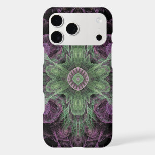 Modern Abstract Fractal Purple and Green Design iPhone 17 Pro Max Case
