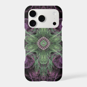 Modern Abstract Fractal Purple and Green Design iPhone 17 Pro Case