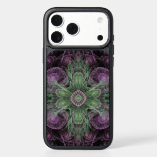 Modern Abstract Fractal Purple and Green Design iPhone 17 Pro Max Case
