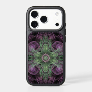 Modern Abstract Fractal Purple and Green Design iPhone 17 Pro Case