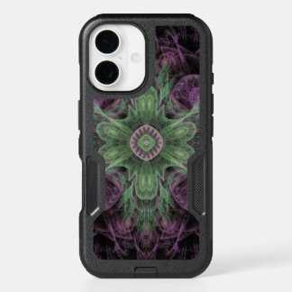 Modern Abstract Fractal Purple and Green Design iPhone 16 Case