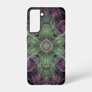 Modern Abstract Fractal Purple and Green Design Samsung Galaxy S21 Case