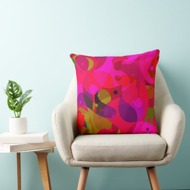 Modern abstract fuchsia pink pattern throw pillow (Chair)