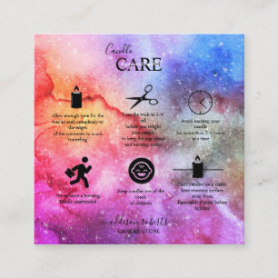 Modern Abstract Galaxy Watercolor Candle Care Square Business Card