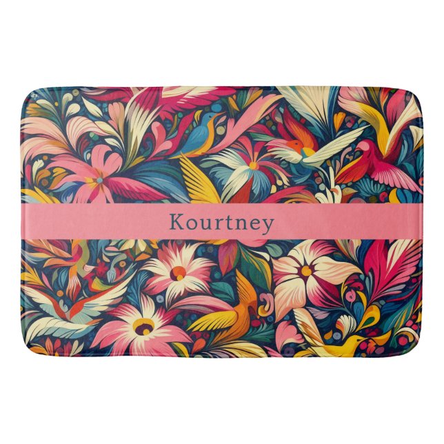 Modern abstract garden art bath mat (Front)