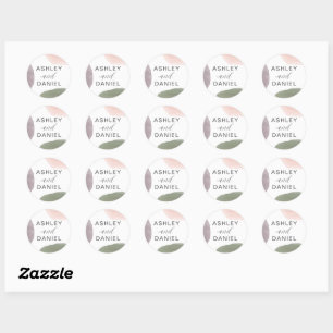 Modern Abstract Garden Wedding Circle Sticker Tag