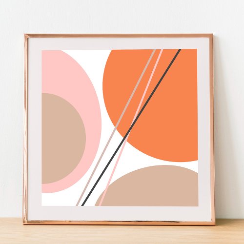 Modern Abstract Geo Pastel Orange Pink Beige Poster