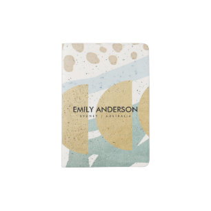 MODERN ABSTRACT GEOMETRIC ART CERAMIC TEXTURE PASSPORT HOLDER