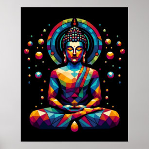Modern Abstract Geometric Art   Gautama Buddha Poster