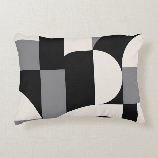 Modern Abstract Geometric Art Pattern in Monochrom Accent Pillow (Front)