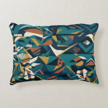 Modern Abstract Geometric Art - Retro Teal Orange 