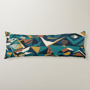 Modern Abstract Geometric Art - Retro Teal Orange Body Pillow
