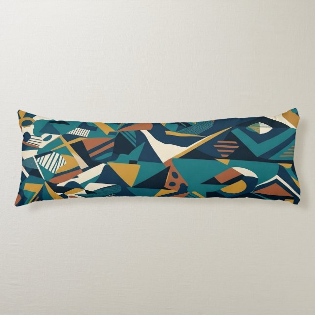 Modern Abstract Geometric Art - Retro Teal Orange  Body Pillow (Front)