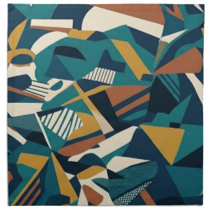 Modern Abstract Geometric Art - Retro Teal Orange Cloth Napkin