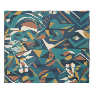 Modern Abstract Geometric Art - Retro Teal Orange  Duvet Cover