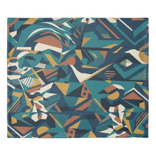 Modern Abstract Geometric Art - Retro Teal Orange Duvet Cover