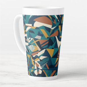 Modern Abstract Geometric Art - Retro Teal Orange  Latte Mug