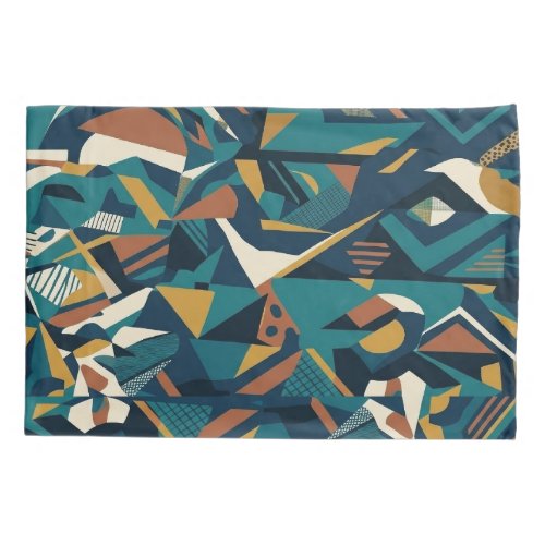 Modern Abstract Geometric Art - Retro Teal Orange Pillow Case