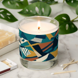 Modern Abstract Geometric Art - Retro Teal Orange Scented Candle