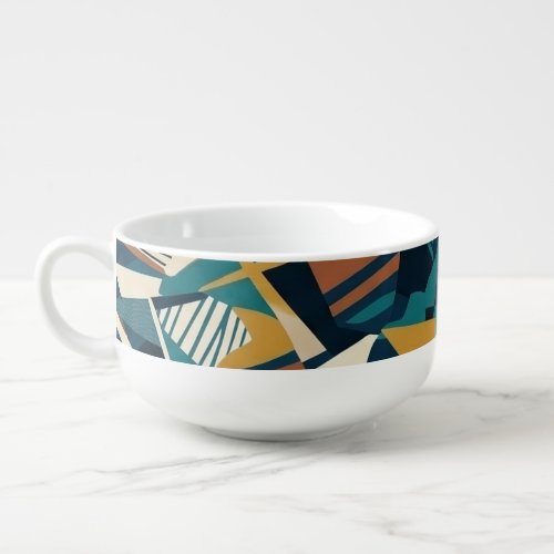Modern Abstract Geometric Art - Retro Teal Orange  Soup Mug