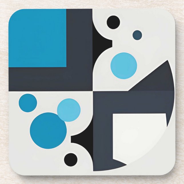 Modern Abstract Geometric Artwork Beverage Coaster (Front)