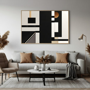Modern Abstract Geometric Black and Gold Poster