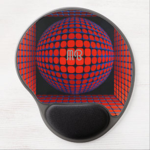 Modern Abstract Geometric Black Red Blue Pattern Gel Mouse Pad