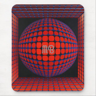 Modern Abstract Geometric Black Red Blue Pattern Mouse Pad