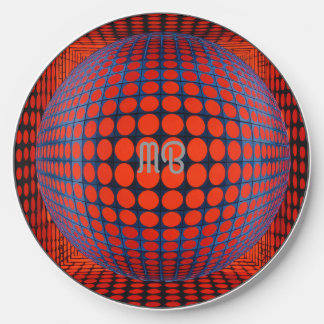 Modern Abstract Geometric Black Red Blue Pattern Wireless Charger